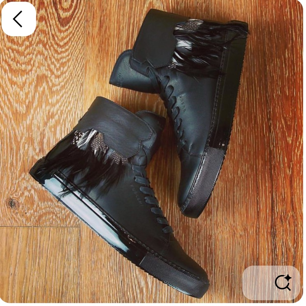 Buscemi Black High-Top Sneakers with Feather Detail